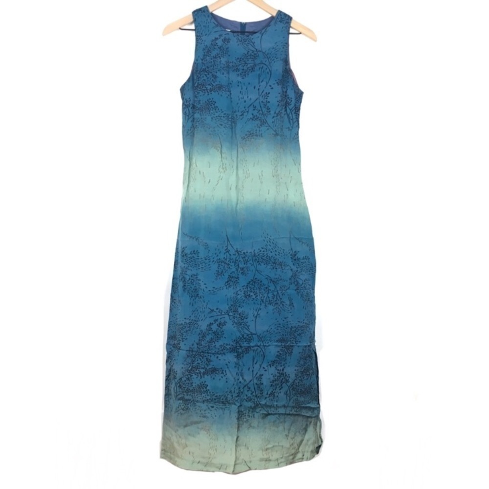 KARIN STEVENS Dress Maxi Batik Tie Dye Watercolor Floral 90s Y2K Fairy Core 6